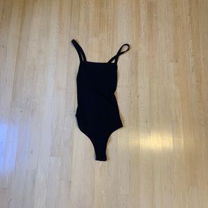 Black Open Back Bodysuit Shein